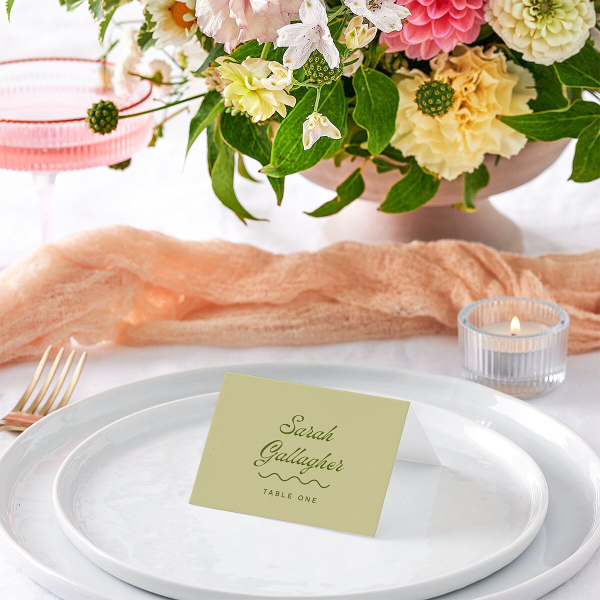 Cabana Stripes Place Cards Olive Signature