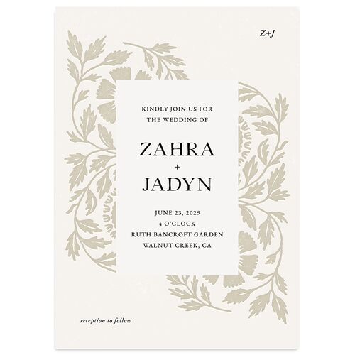 Block Print Wedding Invitations Bisque Signature Blank No