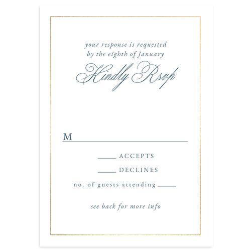 Romantic Ampersand Foil Wedding Response Cards Regency Blue Gold Signature Standard