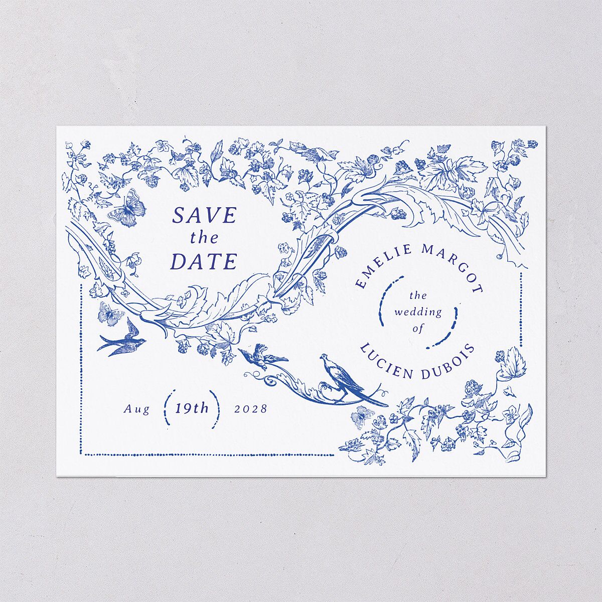 Vintage Toile Save The Date Cards — view 2