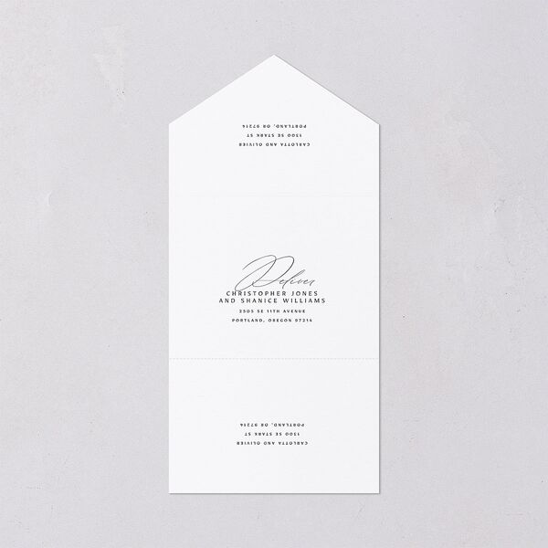 Simply Classic All-in-One Wedding Invitations Charcoal Signature Light Both Recipient and Return Addresses No