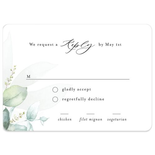 Romantic Greenery Wedding Response Cards Tide Pool Signature Rounded