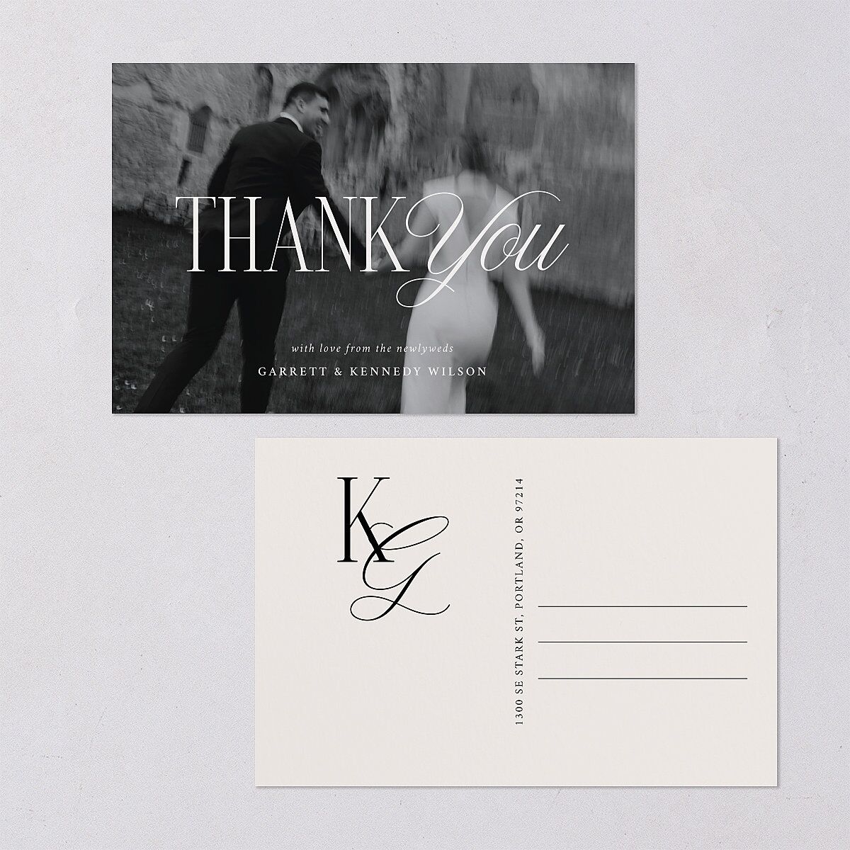 Maximalist Photo Crest Thank You Postcards Linen