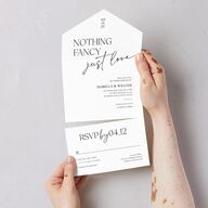 Nothing Fancy All-in-One Wedding Invitations Pure White Signature Light Both Recipient and Return Addresses No