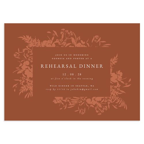 Glistening Garden Rehearsal Dinner Invitations Terracotta Signature Blank Standard