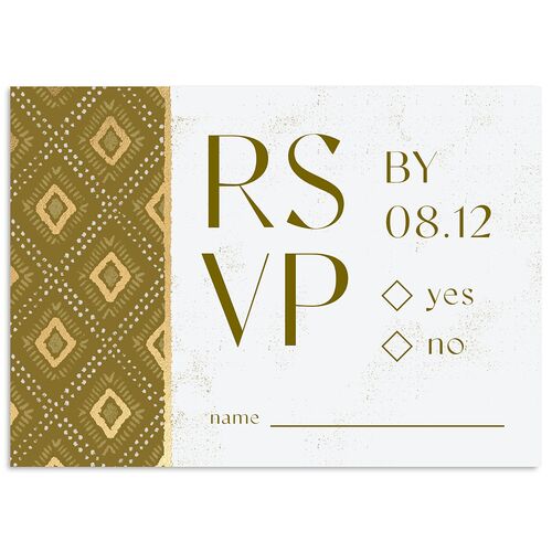 Gilded Sahara Pattern Wedding Response Cards Gold Umber Signature Standard