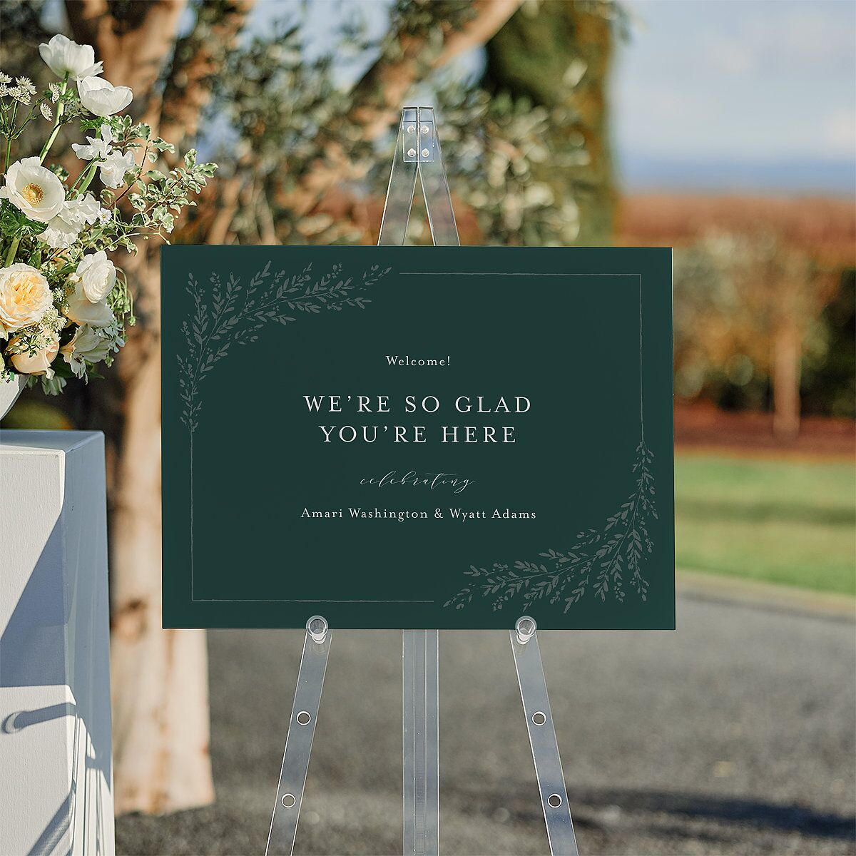 Exquisite Branches Botanical Standard Welcome Sign Medium Deep Lake Standard Indoor Foam Core M Welcome
