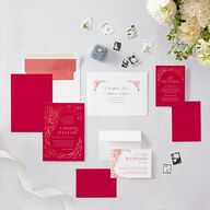 Chinese Phoenix Fenghuang Wedding Invitations Crimson Signature Blank No Standard
