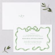 Vintage Bow Rehearsal Dinner Invitations Jewel Green Signature Blank Standard