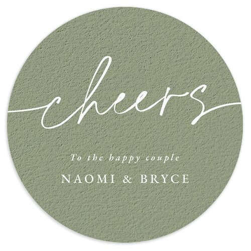 Hand Scripted Couples Shower Wedding Day Coasters Moss Cardboard Circle