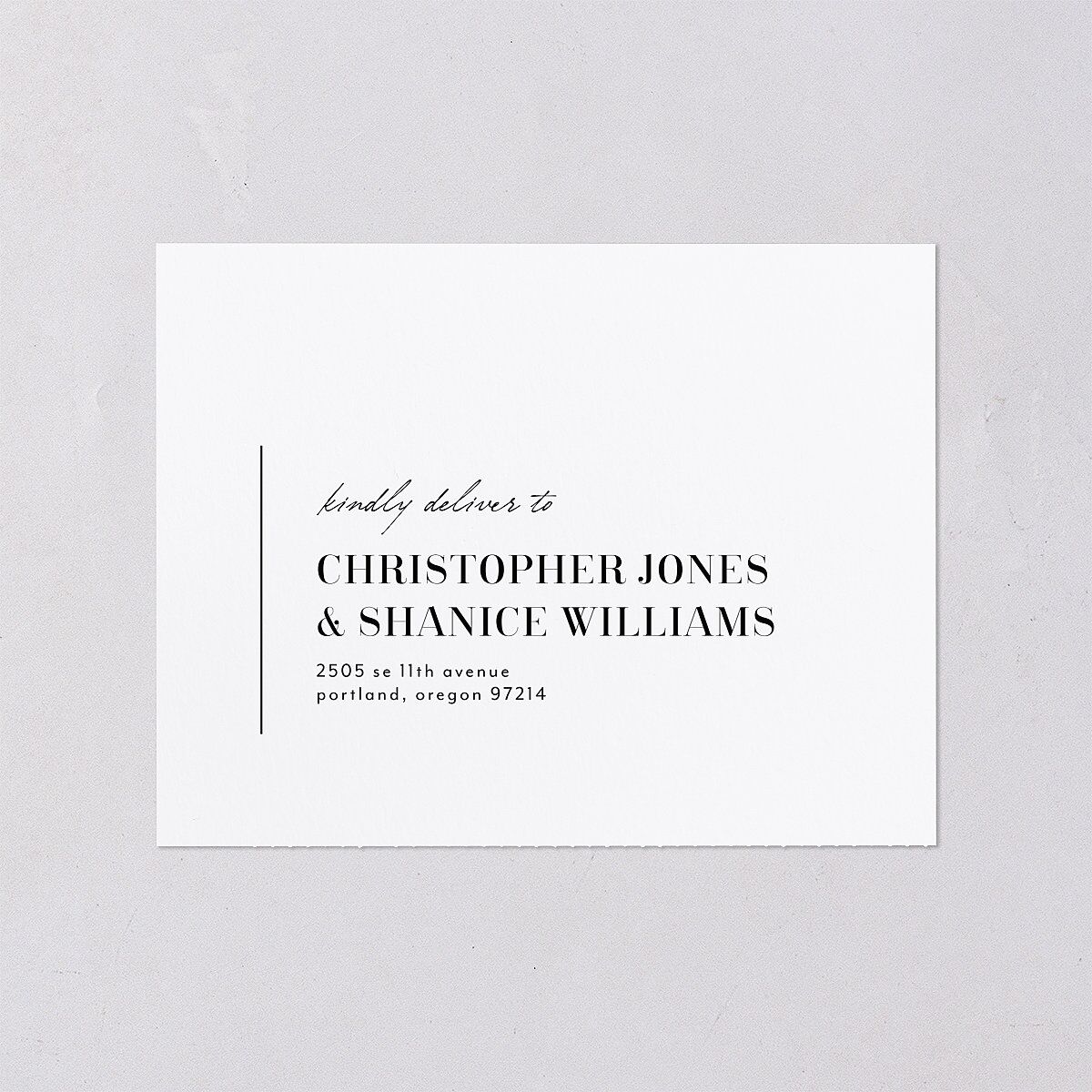 Classic Border All-in-One Wedding Invitations Pure White Signature Light Both Recipient and Return Addresses No