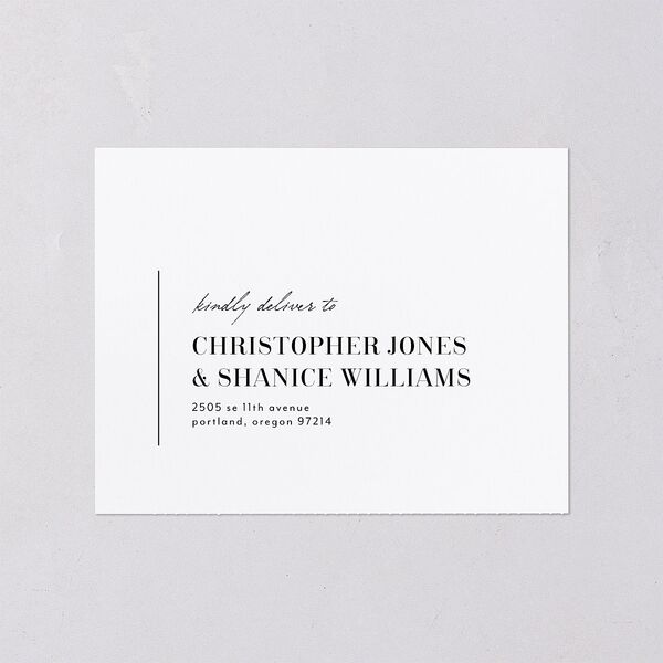 Classic Border All-in-One Wedding Invitations Pure White Signature Light Both Recipient and Return Addresses No