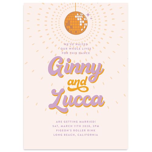 Disco Love Wedding Invitations Purple Petal Signature Blank No Standard