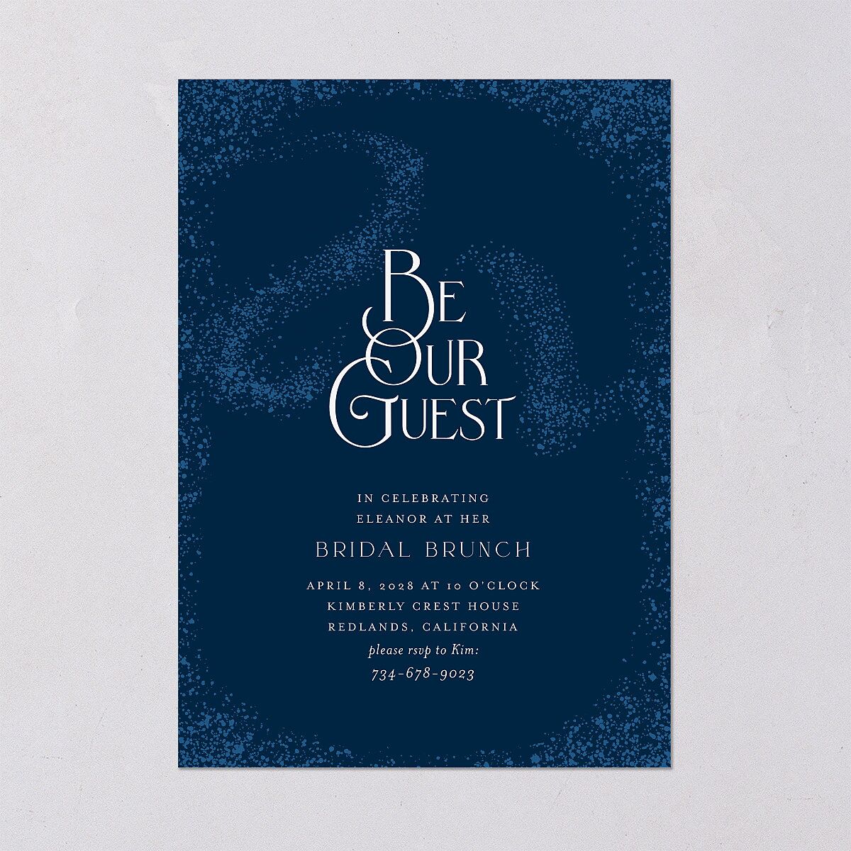 Be Our Guest Bridal Shower Invitations Navy Signature Blank Standard