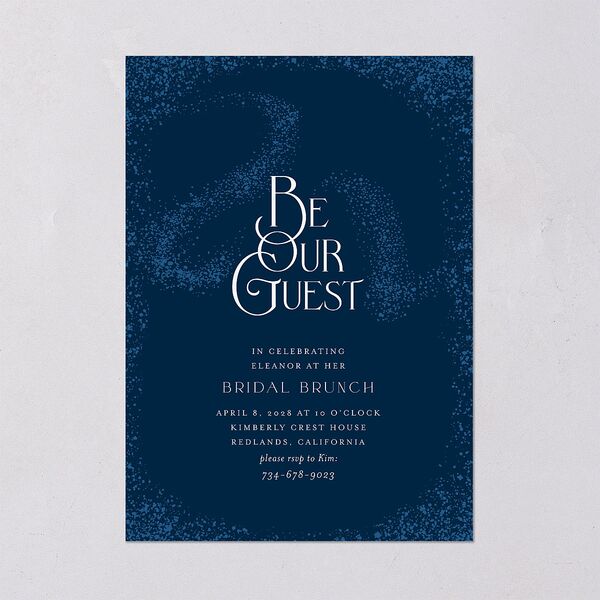 Be Our Guest Bridal Shower Invitations Navy Signature Blank Standard