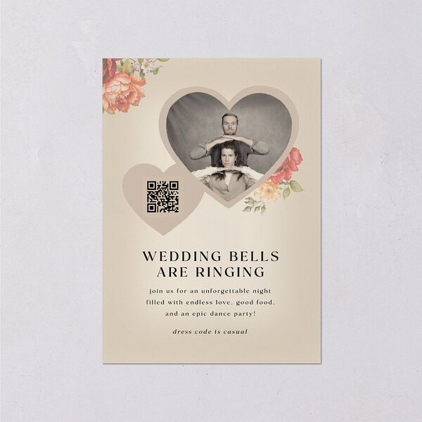 Vintage Awkward Photo Hearts Wedding Enclosure Cards Barely Peach Signature Standard