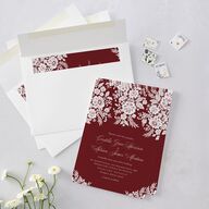 Ornate Lace Wedding Invitations Maroon Signature Blank No Standard