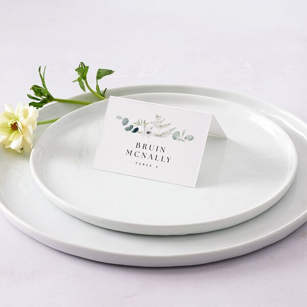Elegant Anemone Place Cards Ice Blue Signature