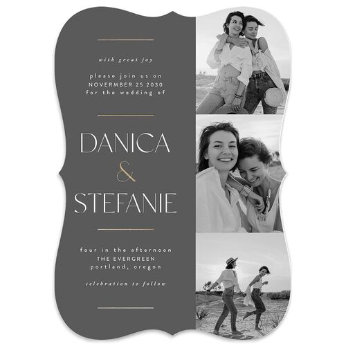 Windows Wedding Invitations Gold Steel Gray Signature Blank No Bracket