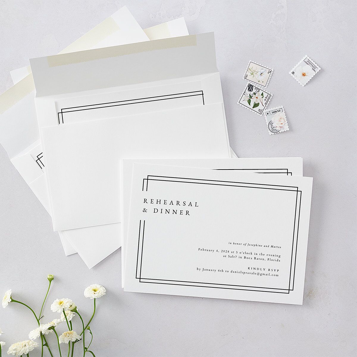 Double Frame Rehearsal Dinner Invitations — view 5