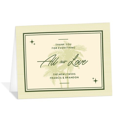 Retro Tropical Destination Thank You Cards Pear