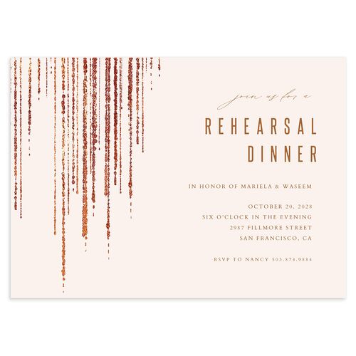 Classic Cascade Rehearsal Dinner Invitations Pink Cotton Signature Blank Standard