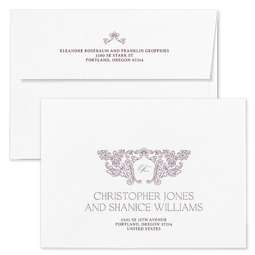 Baroque Border Wedding Invitation Envelopes Rose Bordeaux Recipient Address Standard Signature
