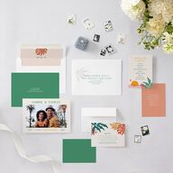 Impressionist Paradise Save the Date Cards Rose Gold Signature smooth Blank No Standard