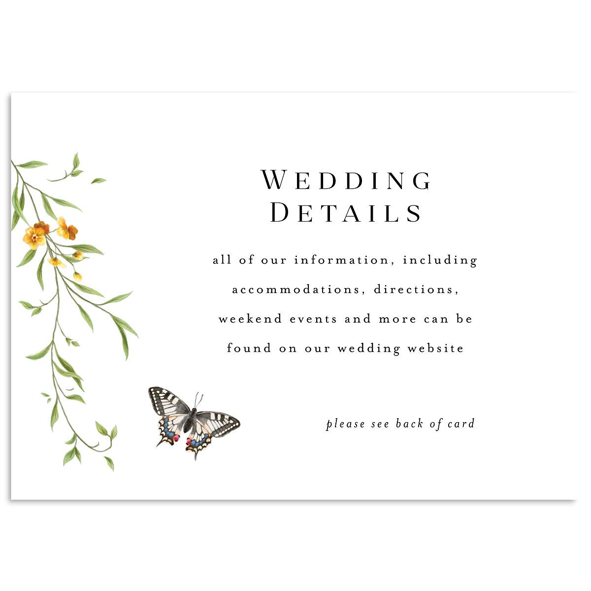 Rustic Butterflies Wedding Enclosure Cards