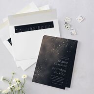 Shimmer Dust Wedding Invitations Gold Dark Navy Signature Blank No Standard