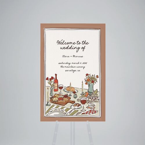 Hand Drawn Tablescape Standard Welcome Sign Large Camel Standard Indoor Foam Core L Welcome