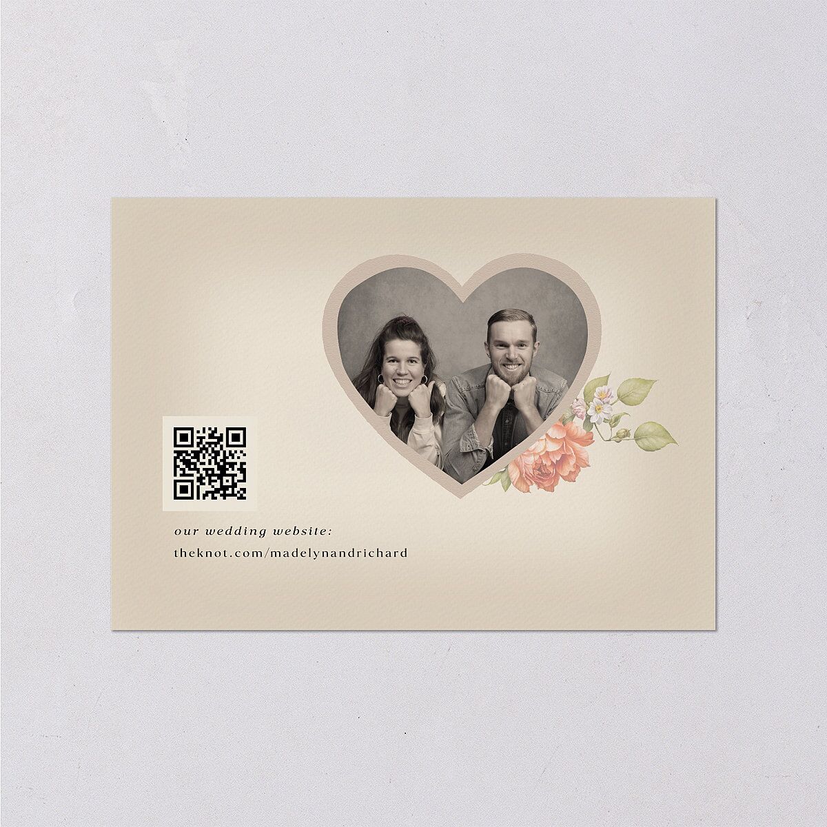 Vintage Awkward Photo Hearts Wedding Response Cards Barely Peach Signature Standard