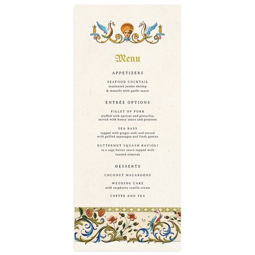 Medieval Renaissance Menus Moss Signature
