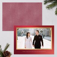 Lunar New Year Hues Holiday Cards Gold Garnet Signature Blank Standard Landscape