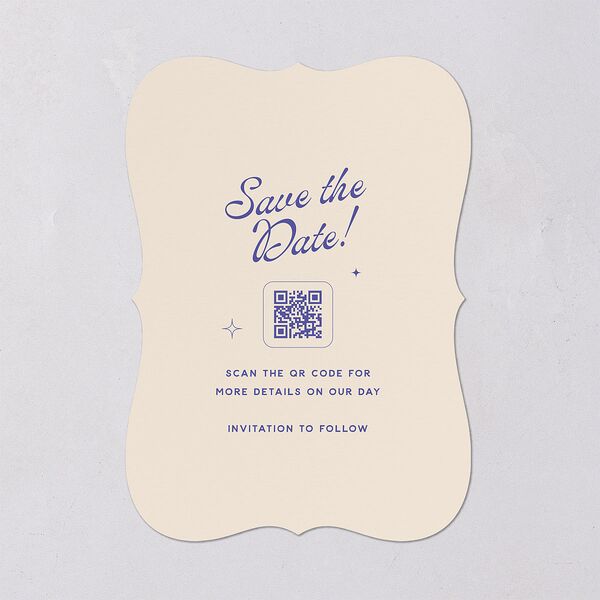 Retro Typography Photo Save the Date Cards Sapphire Signature smooth Blank No Bracket