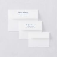 Cabana Stripes Save the Date Petite Card Envelopes Lemon Standard White Both Recipient and Return Addresses Signature