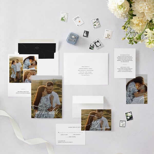 Photo Vow Save the Date Cards Pure White Signature smooth Blank No Standard
