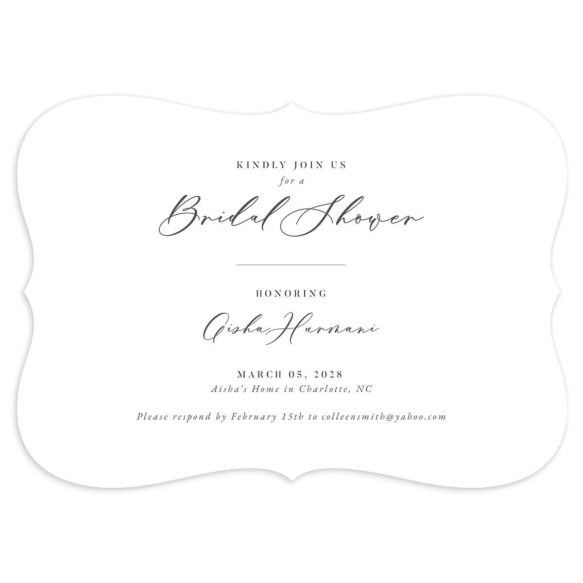Timeless Script Bridal Shower Invitations