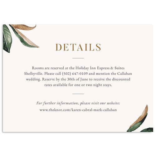 Southern Magnolia Wedding Enclosure Cards Midnight Signature Standard