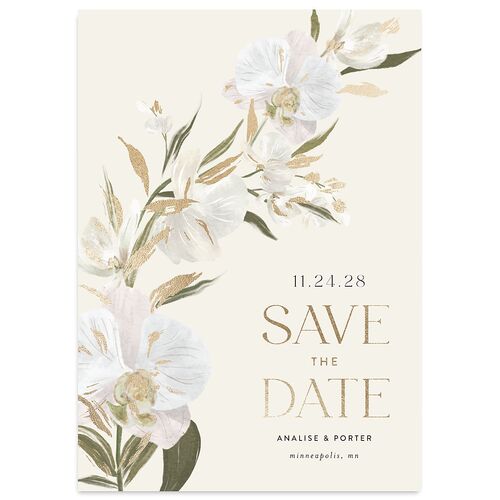 Elegant Orchid Foil Save the Date Cards Gold Champagne Signature smooth Blank No Standard