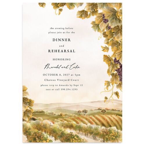 Romantic Vineyard Rehearsal Dinner Invitations Driftwood Signature Blank Standard