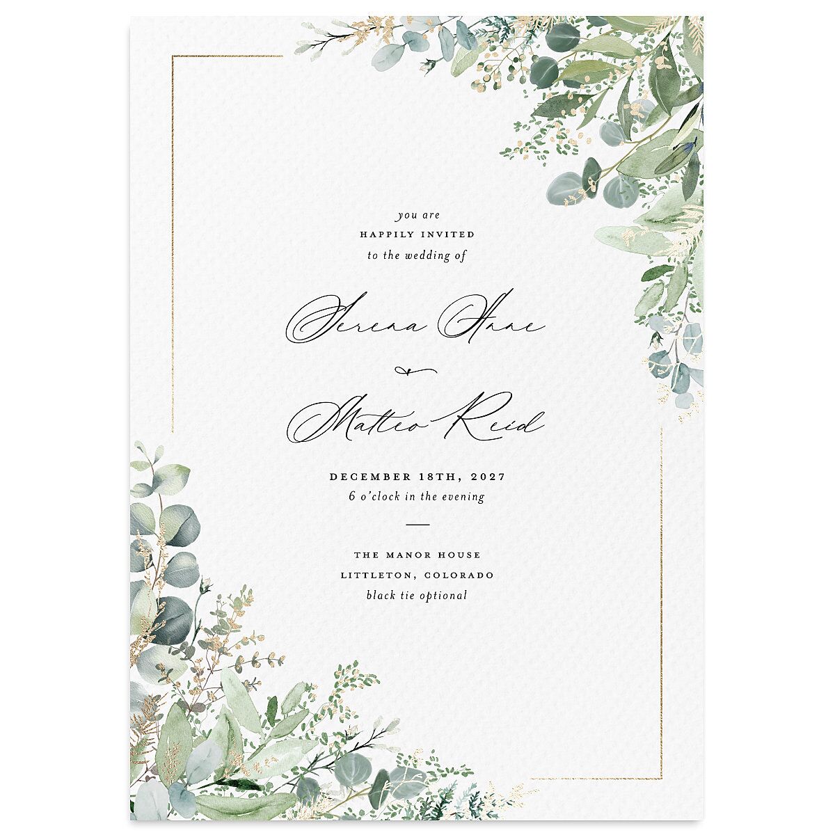Shining Greenery Wedding Invitations