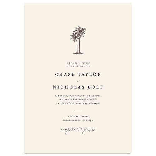 Palm Tree Icon Wedding Invitations Champagne Signature Blank No Standard