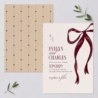 Whimsical Hand Drawn Bow Wedding Invitations Burgundy Signature Blank No Standard