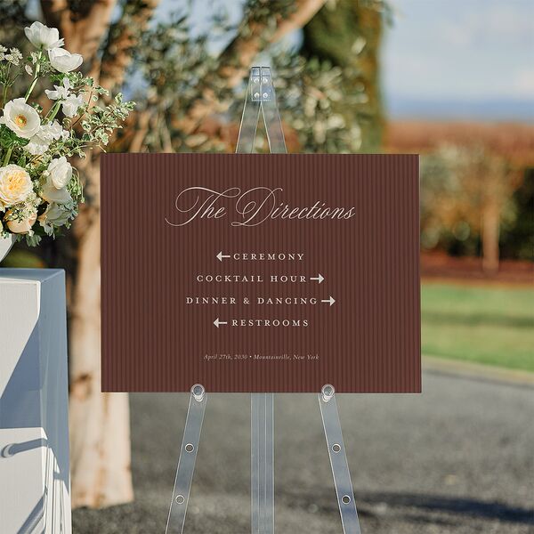 Vintage Oval Monogram Standard Direction Sign Medium Merlot Standard Indoor Foam Core M Direction