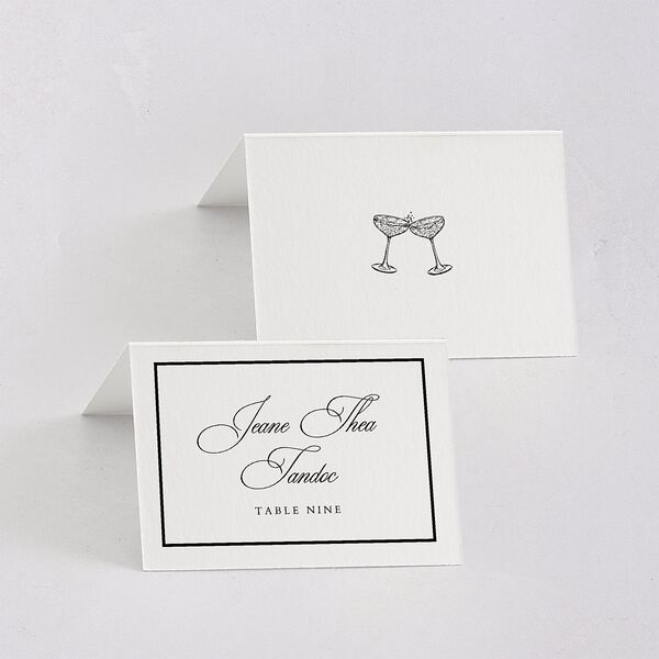 Classic Champagne with Bows Place Cards Pure White Signature