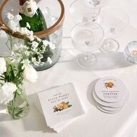 Botanical Citrus Garden Wedding Day Coasters Rose Gold Cardboard Circle