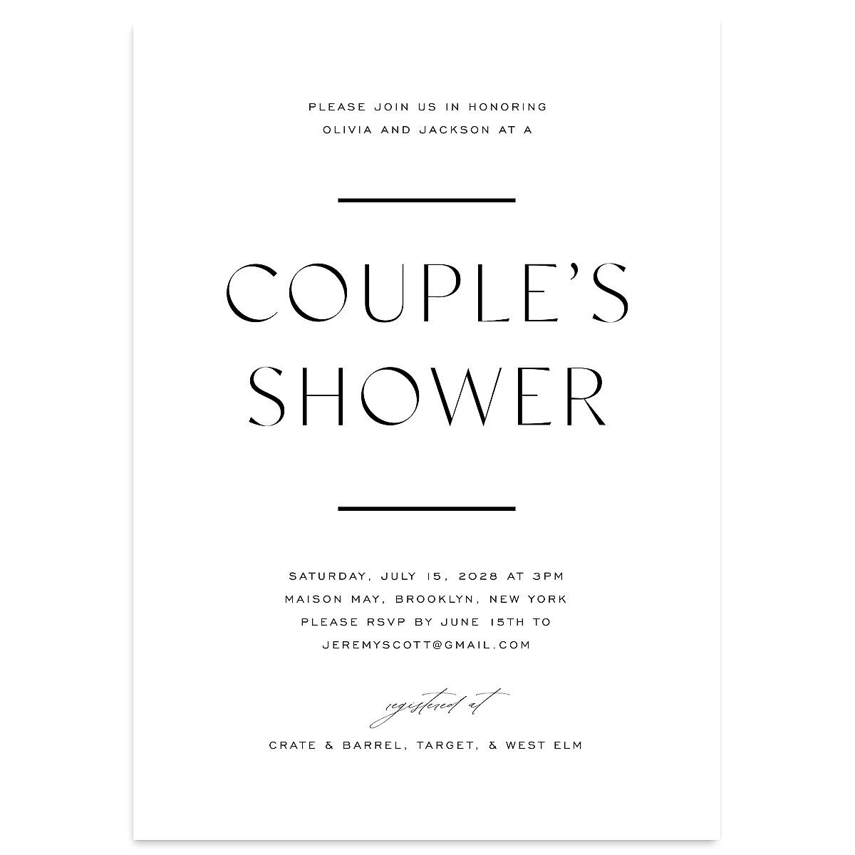 Just Us Bridal Shower Invitations