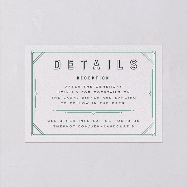 Iconic Mountain Wedding Event Detail Cards Dark Green Signature Standard