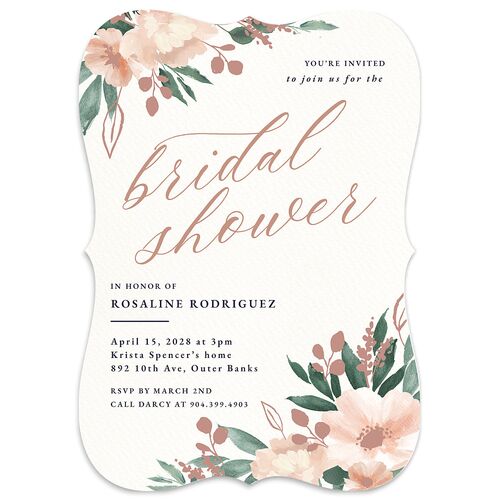Exquisite Garden Bridal Shower Invitations Navy Signature Blank Bracket